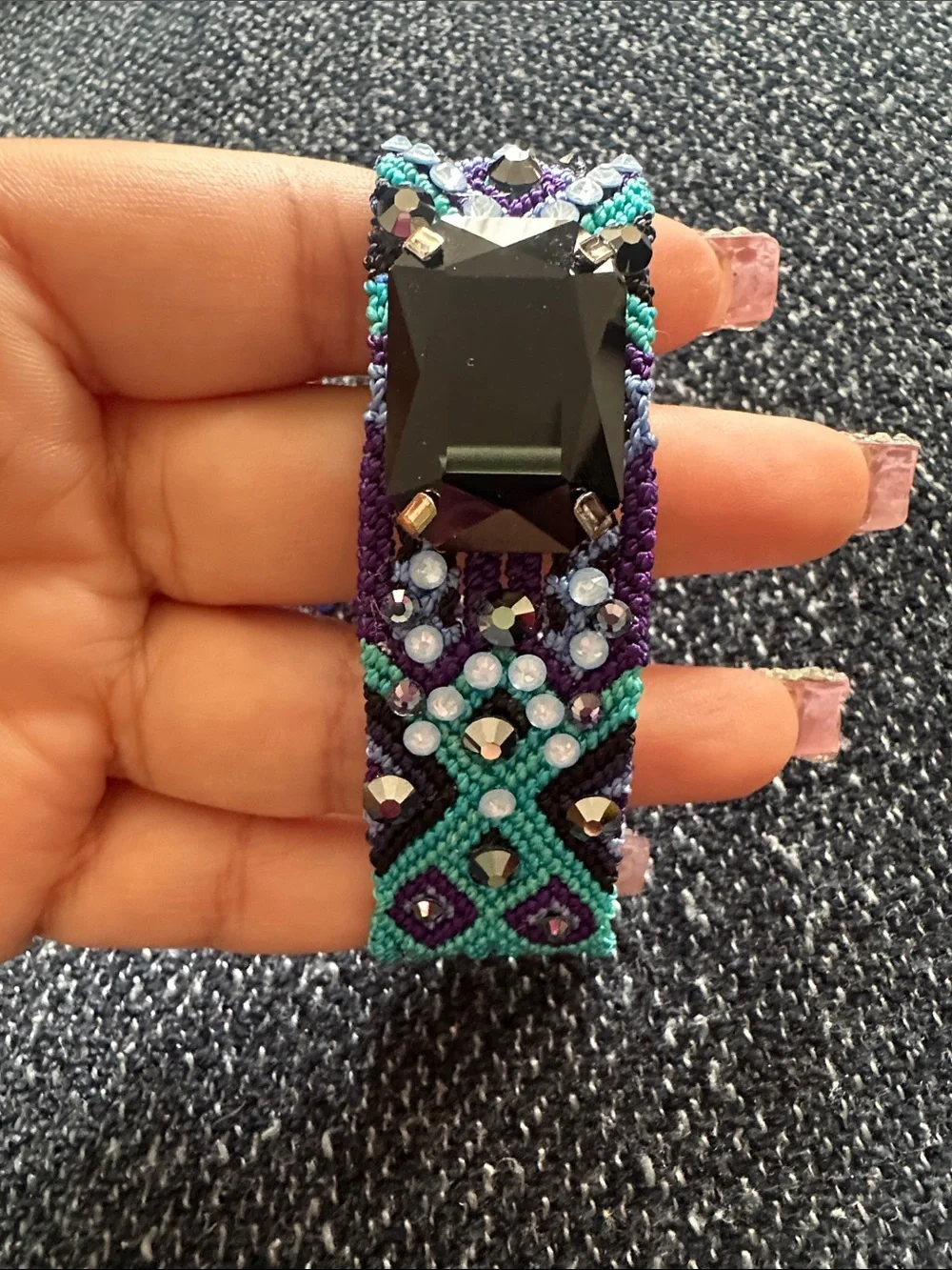 Handmade Blue & Purple Beaded Fashion Bracelet Watch Accessory